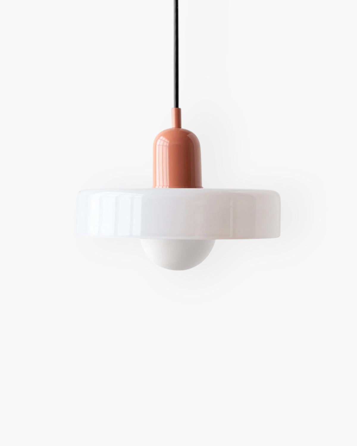Suspension en verre bicolore, lumière chaude