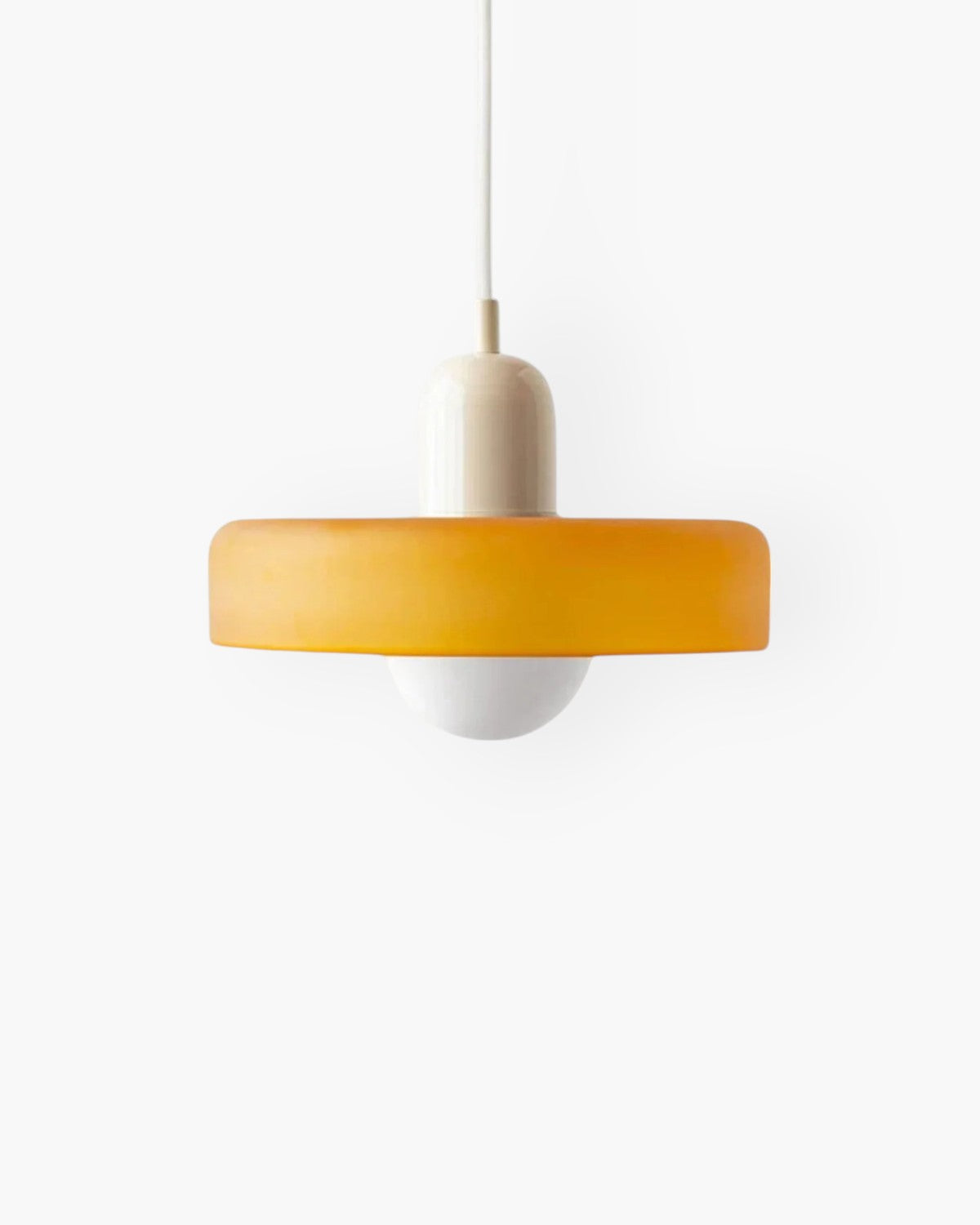 Suspension en verre bicolore, lumière chaude
