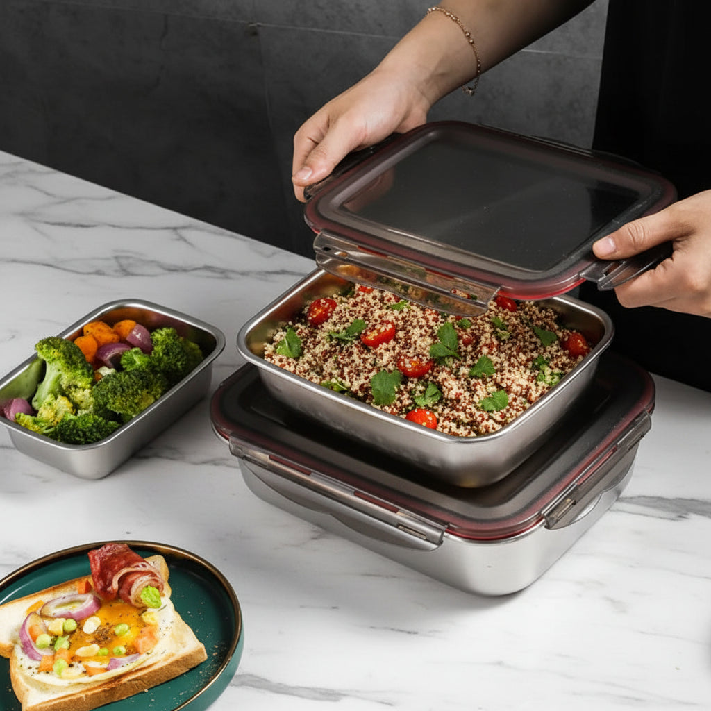 Contenants Hermétiques en Acier Inoxydable | Design Élégant et Minimaliste pour un Stockage Alimentaire Pratique 6