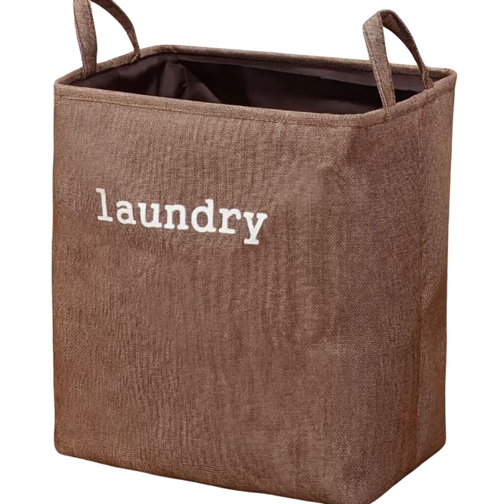 Panier à Linge Pliable Imprimé Lettres – Mocha Brown