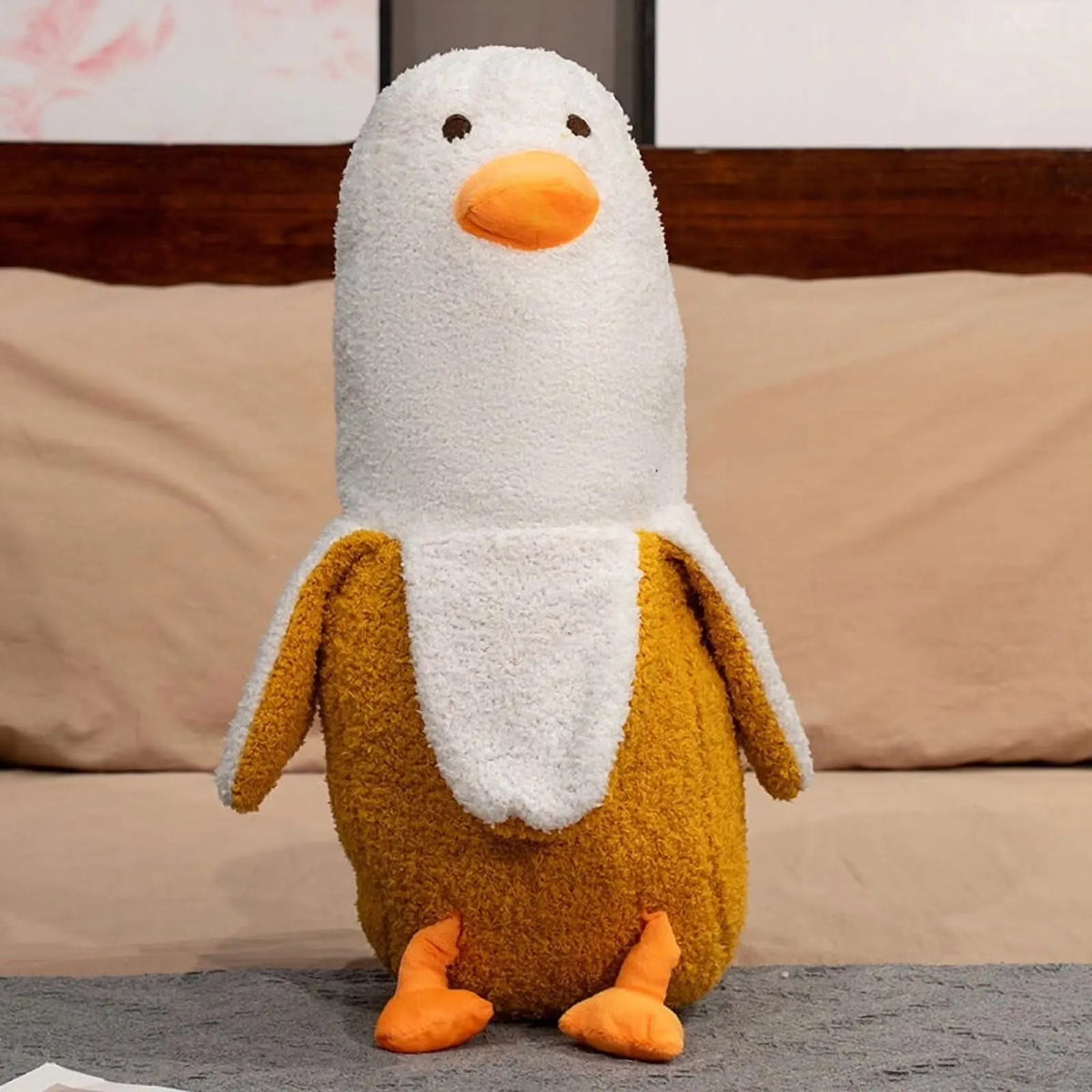 Coussin peluche banane et canard, 50 cm