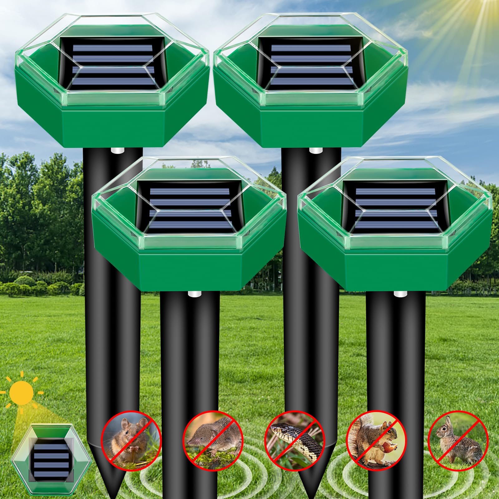 Ultrasonic Mole Repellent - Pack of 4