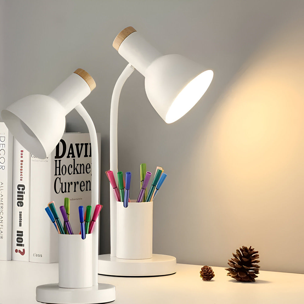 Lampe de bureau LED nordique avec porte-stylos