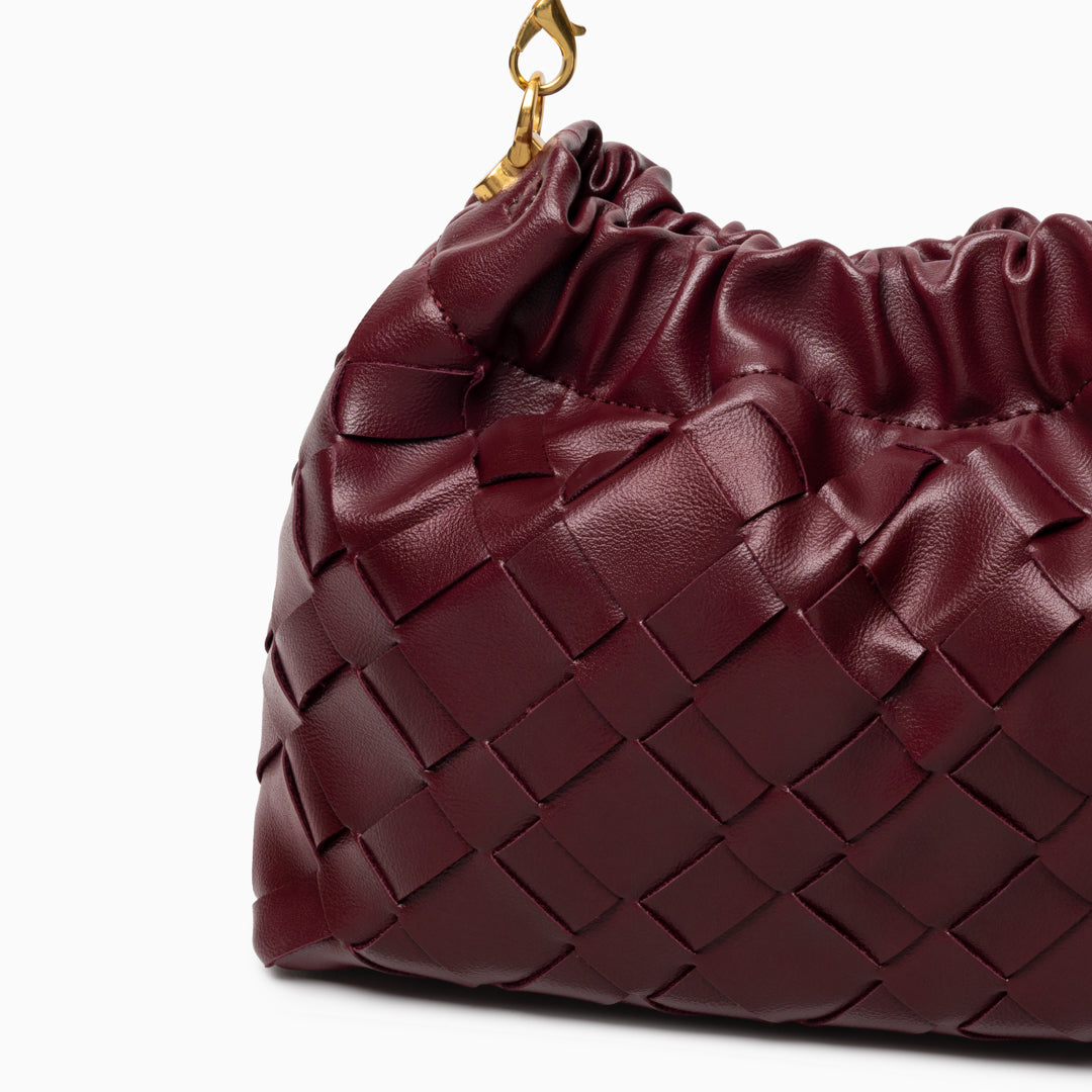 Sac épaule nuage tressé, bandoulière dorée tressée