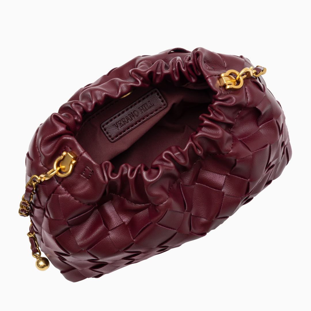 Sac épaule nuage tressé, bandoulière dorée tressée