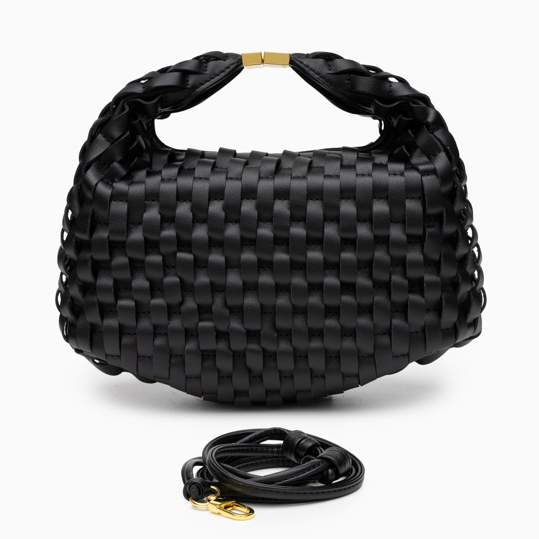 Sac à main en cuir véritable au design entrelacé