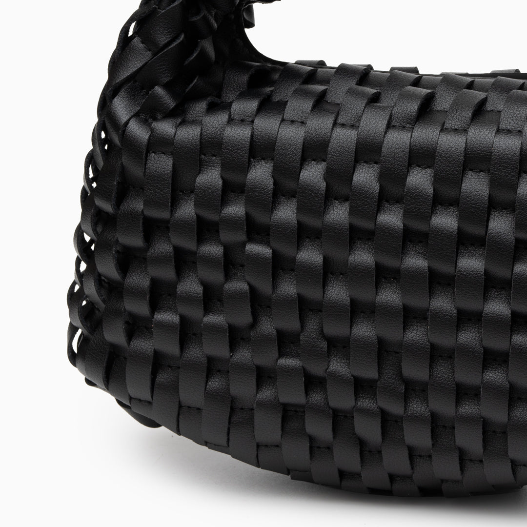Sac à main en cuir véritable au design entrelacé