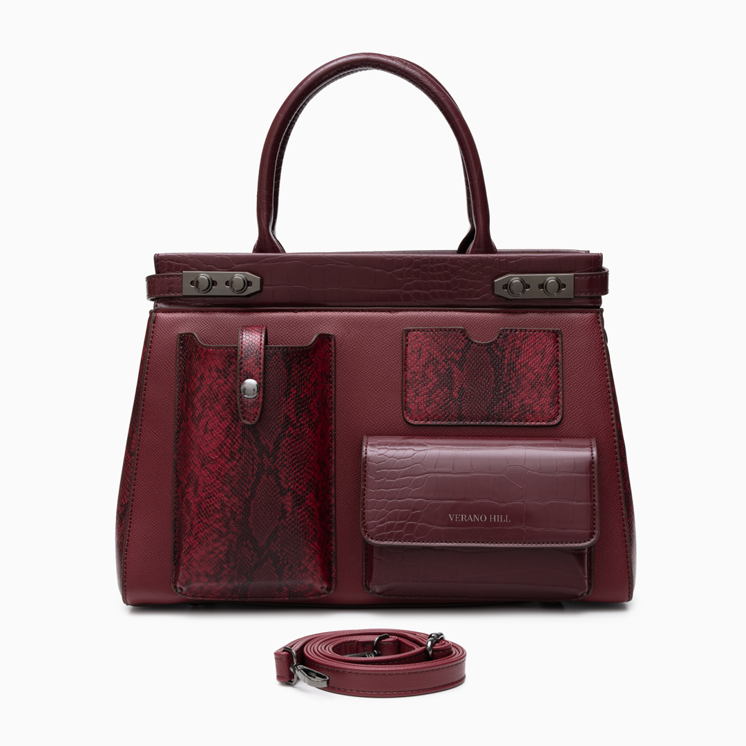 Sac cabas structuré en similicuir à poches avant