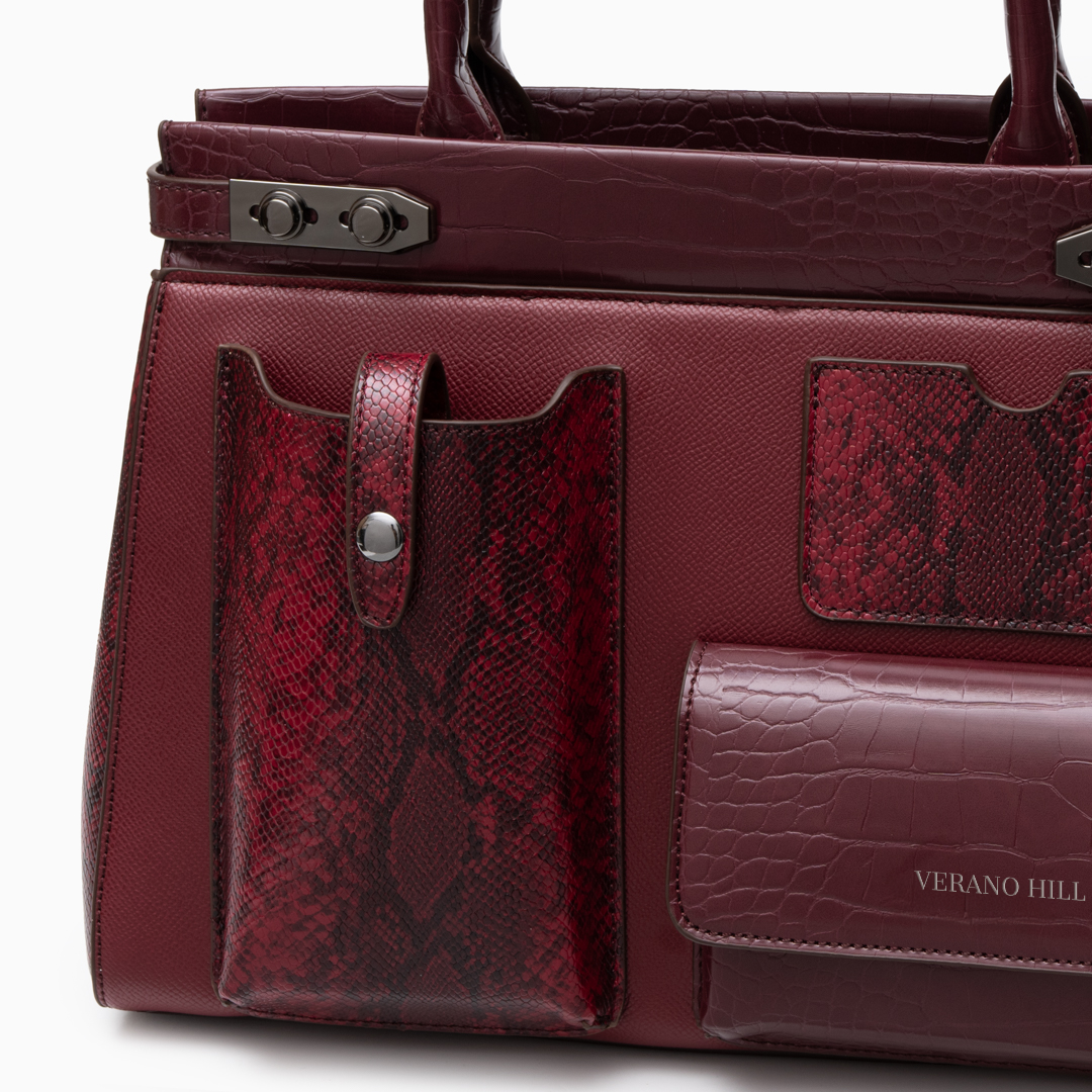 Sac cabas structuré en similicuir à poches avant
