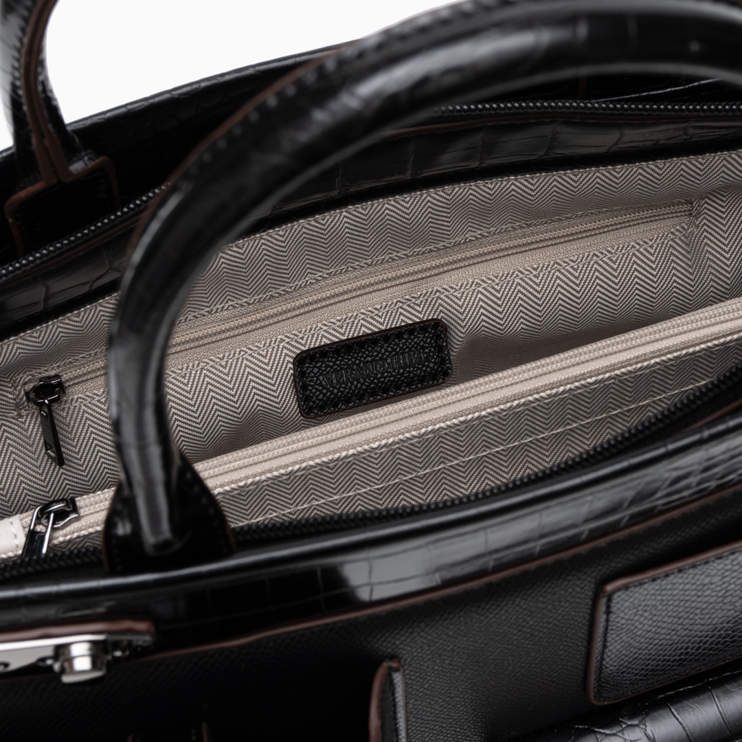 Sac cabas structuré en similicuir à poches avant