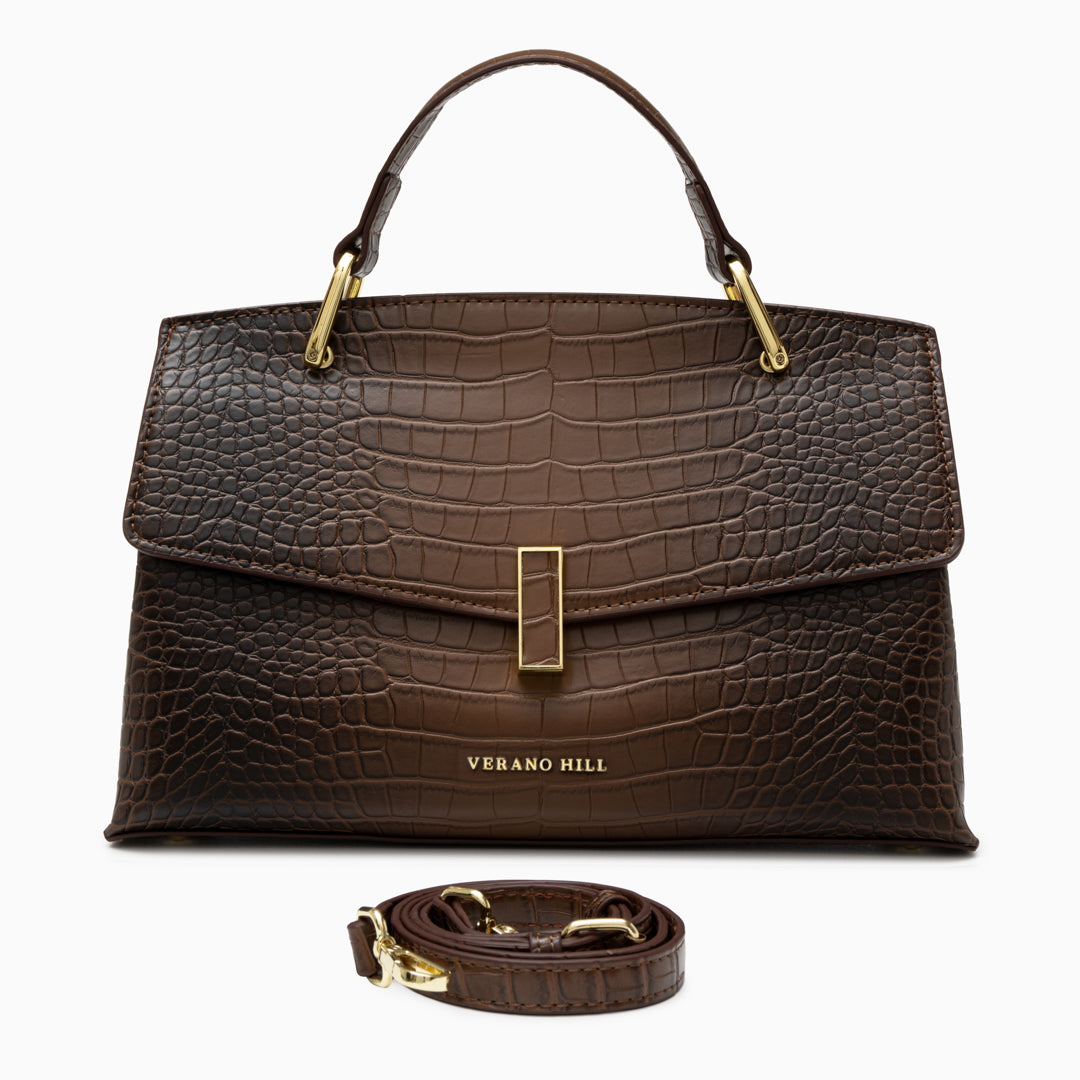 Sac cabas moyen motif crocodile en similicuir