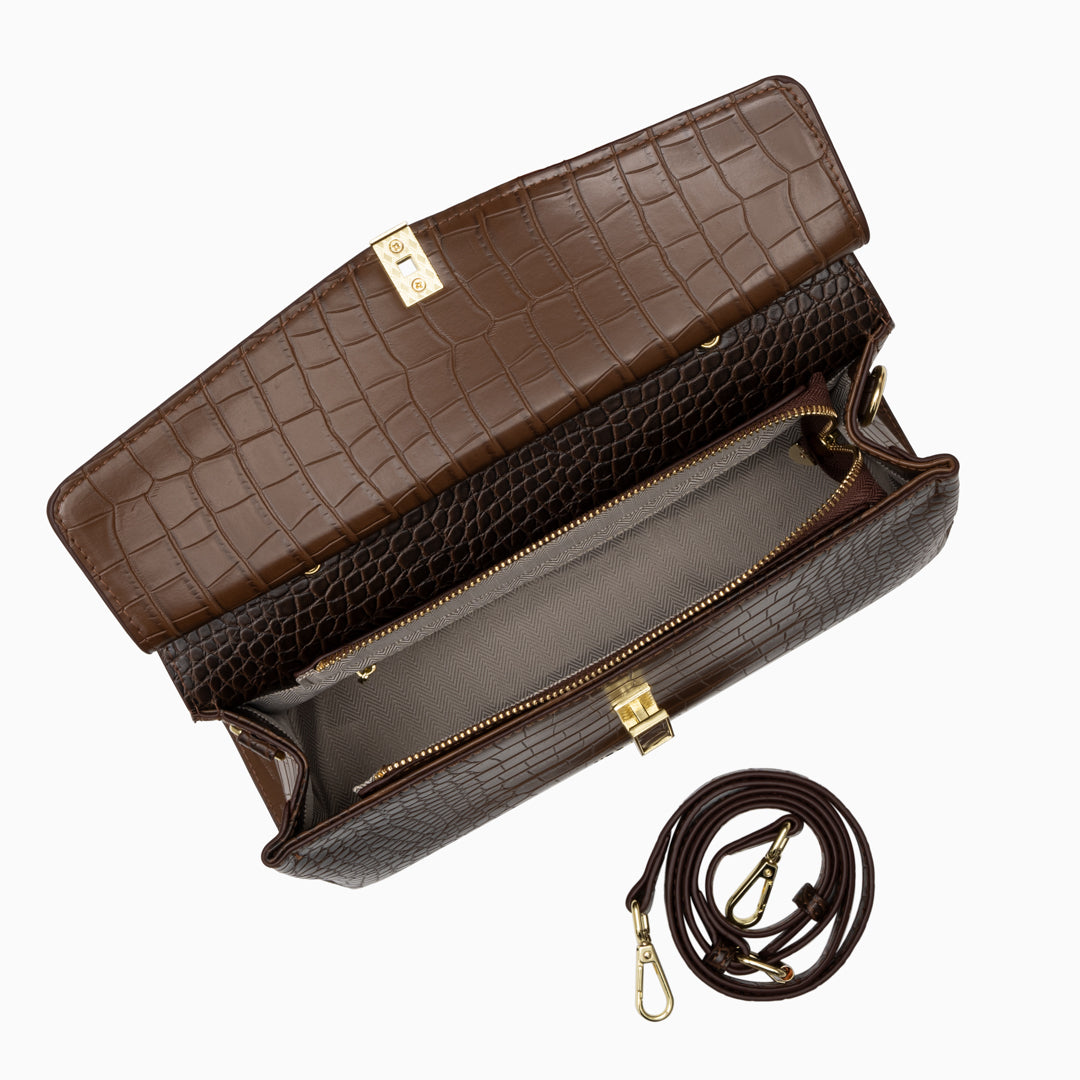 Sac cabas moyen motif crocodile en similicuir
