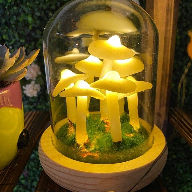 Lampe Champignon à Assembler en Verre et Bois