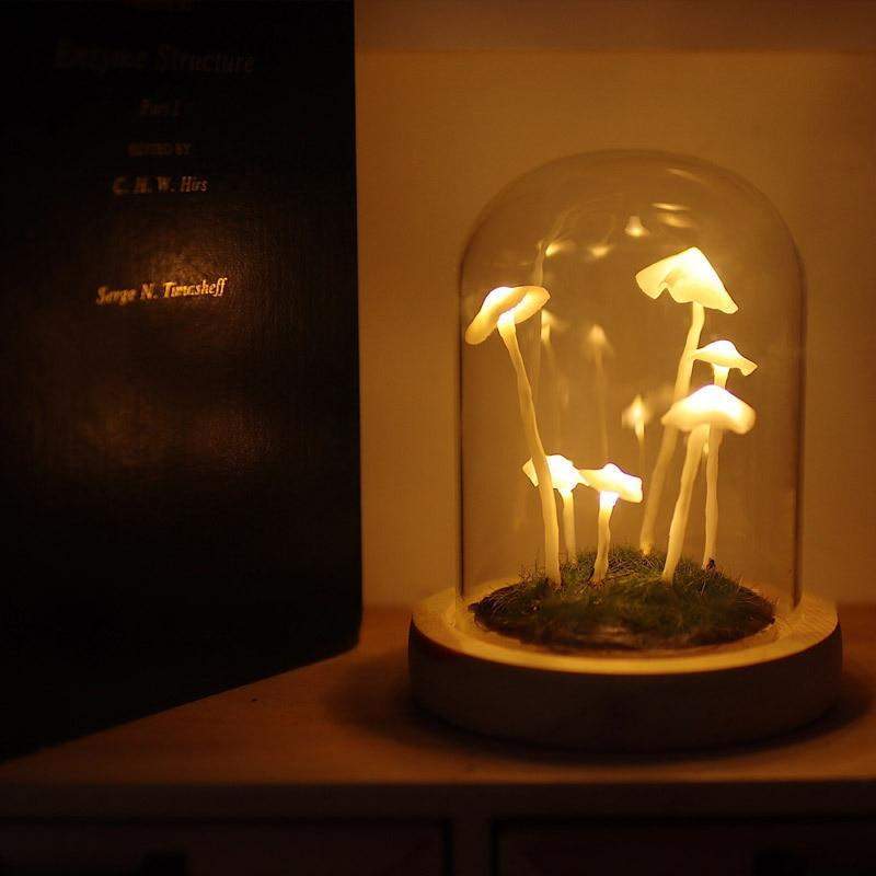 Lampe Champignon à Assembler en Verre et Bois