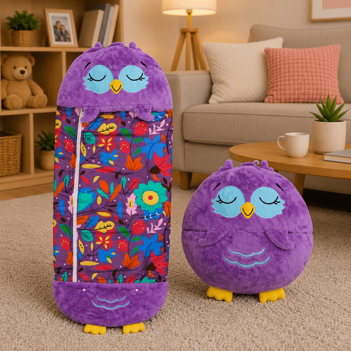 2-in-1 Plush Toy with Built-in Sleeping Bag
