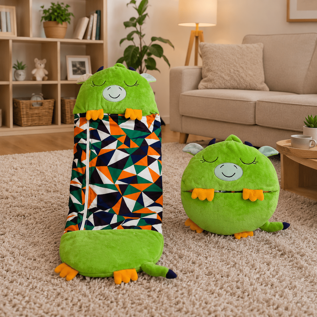 2-in-1 Plush Toy with Built-in Sleeping Bag