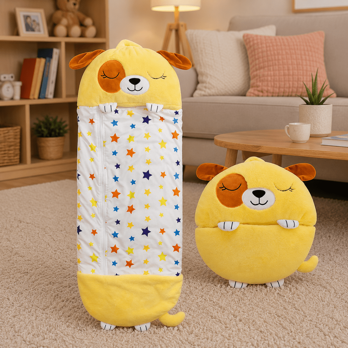 2-in-1 Plush Toy with Built-in Sleeping Bag