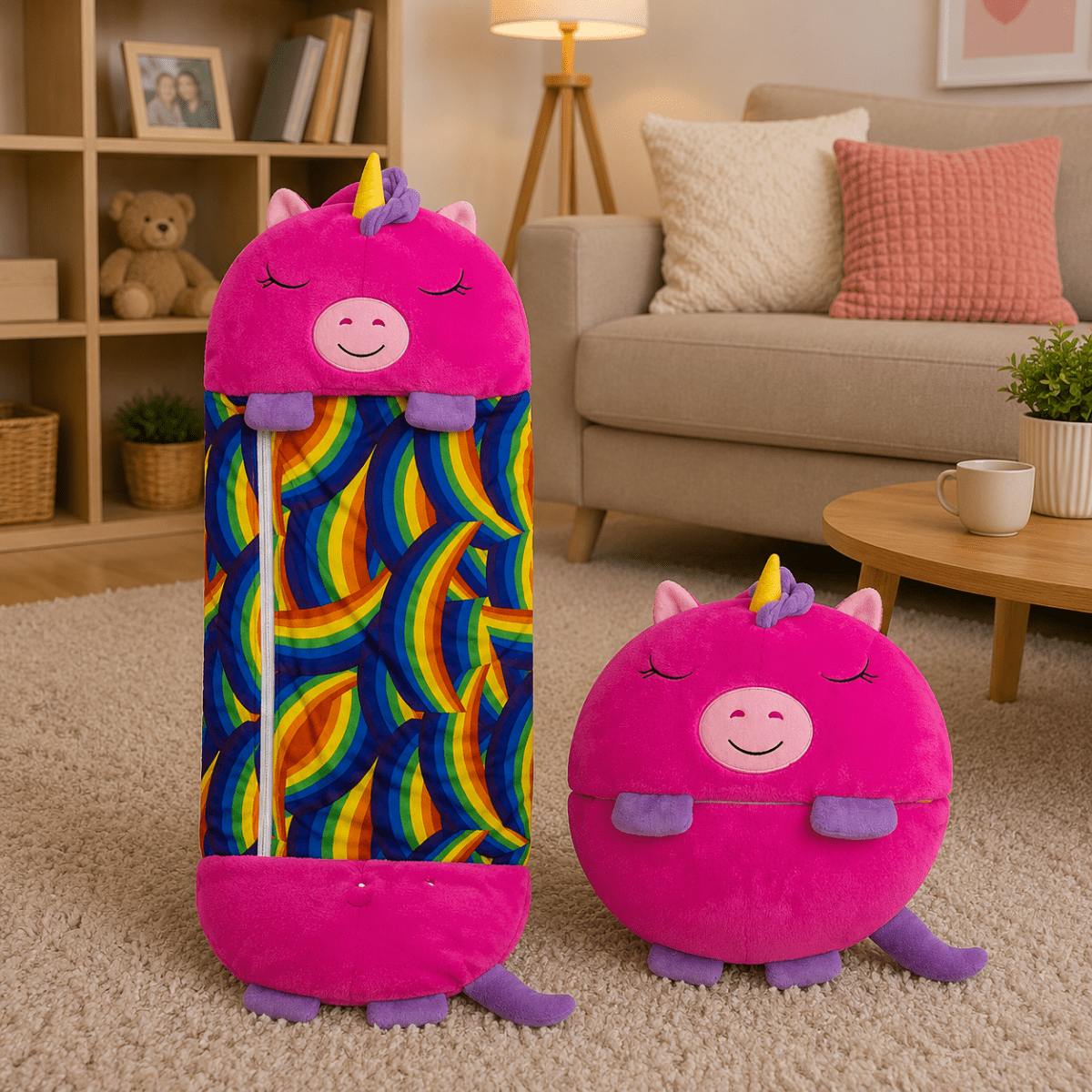 2-in-1 Plush Toy with Built-in Sleeping Bag