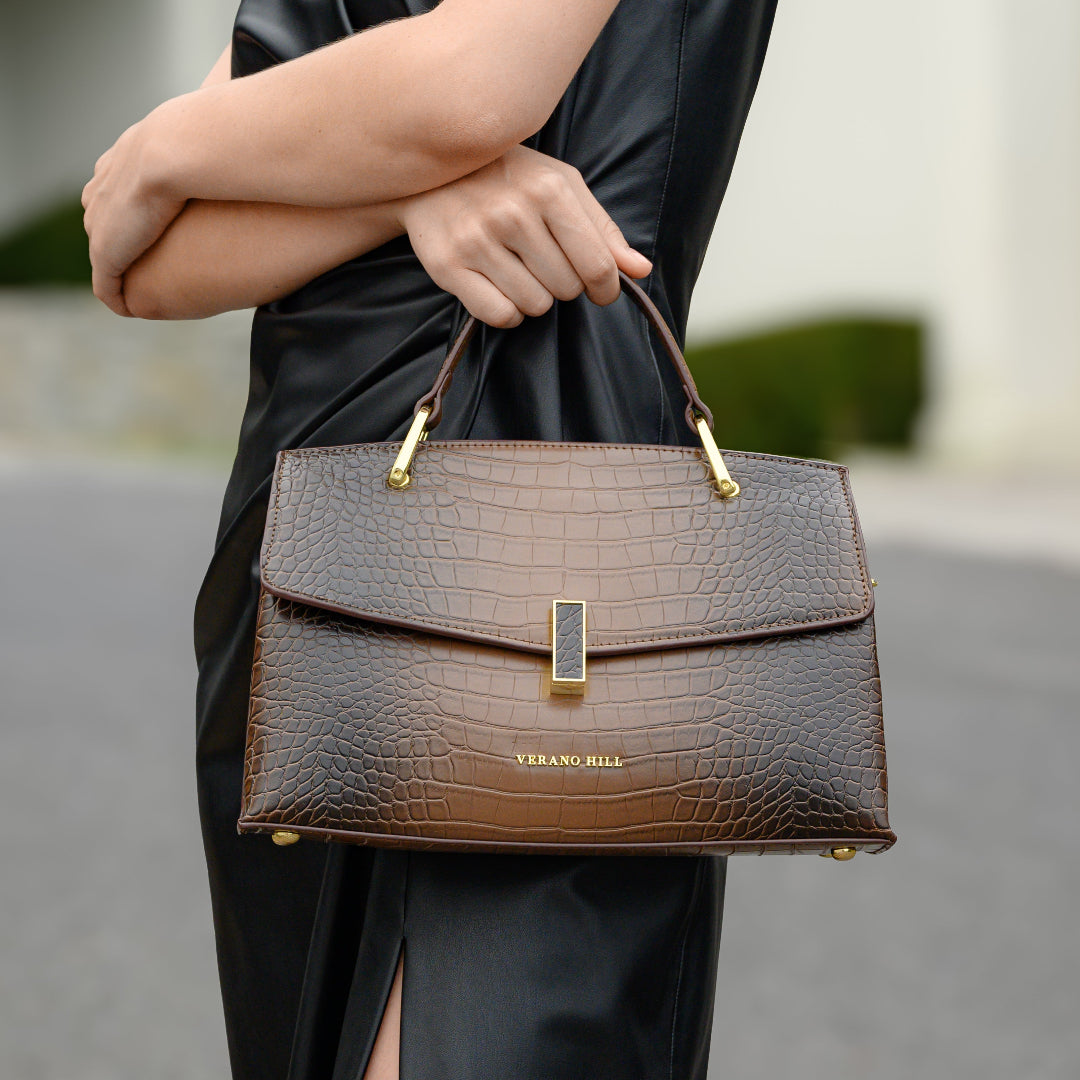 Sac cabas moyen motif crocodile en similicuir
