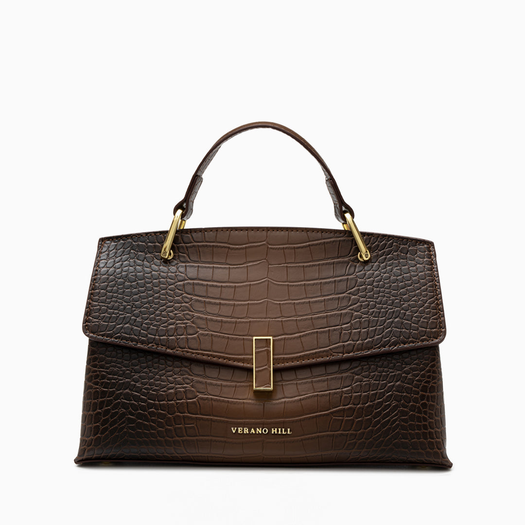 Sac cabas moyen motif crocodile en similicuir