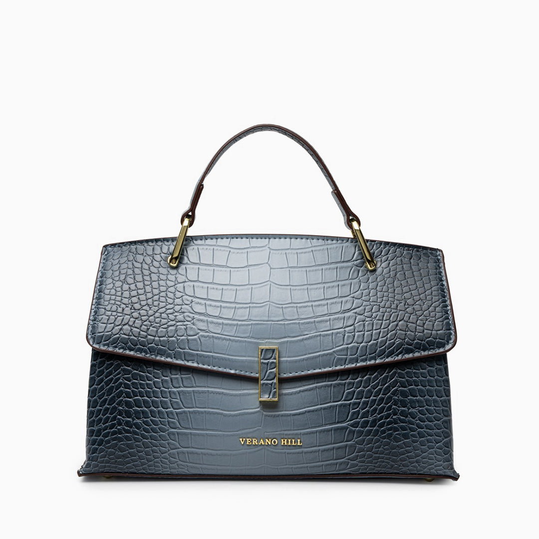 Sac cabas moyen motif crocodile en similicuir