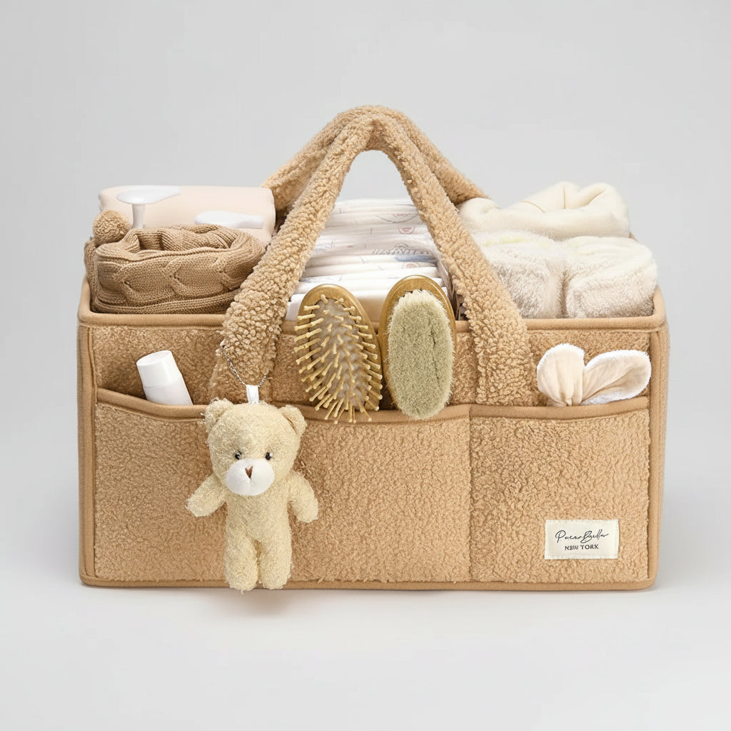 Plush Sherpa Baby Storage Basket with Dividers