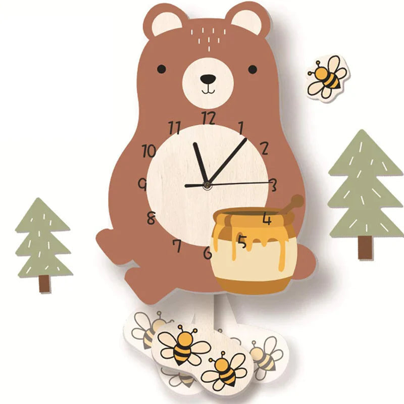 Eco-Friendly Engineered Wood Wall Clock - Interactive Crocodile Design 6