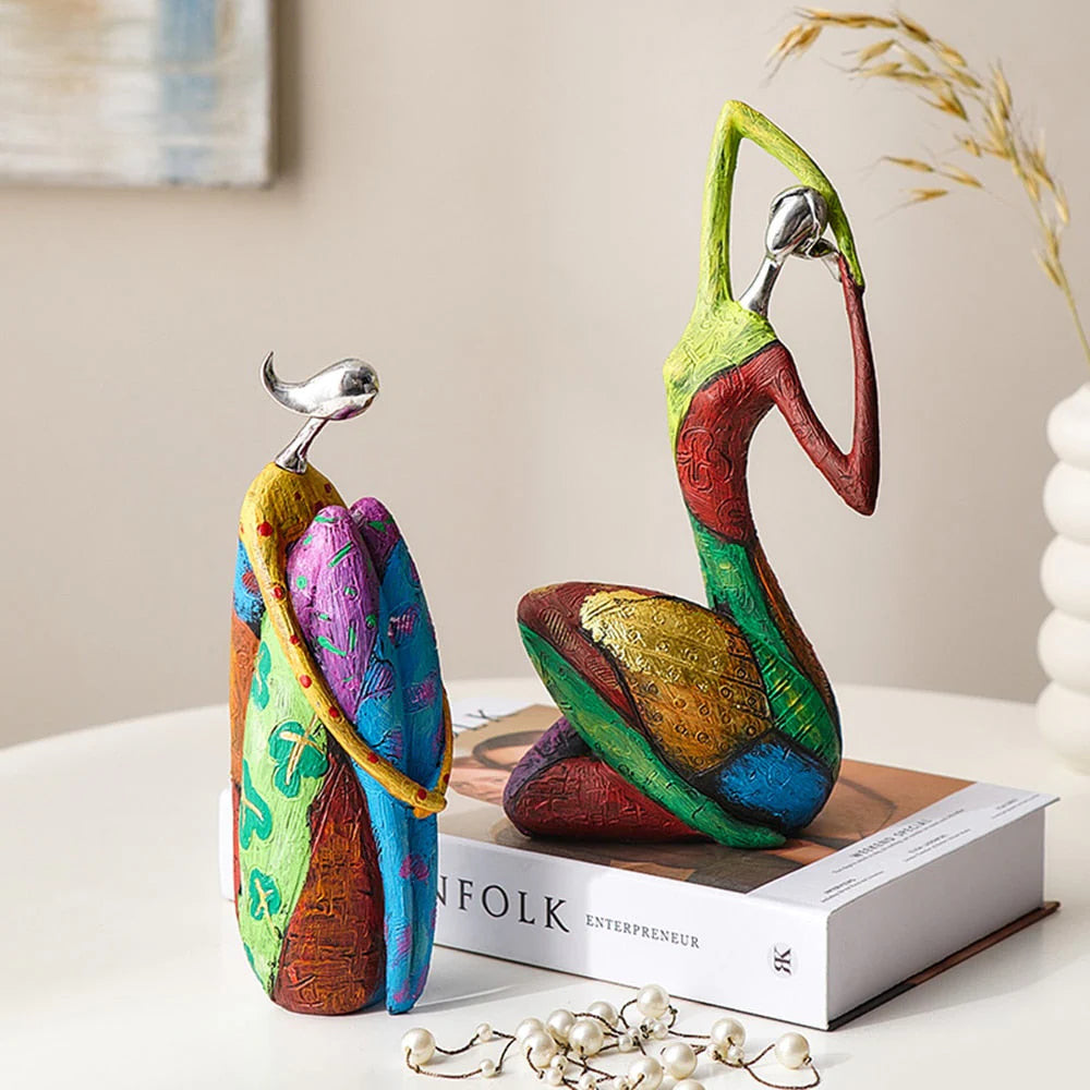 Abstract Yoga Woman Figurine – Graffiti Art Sculpture