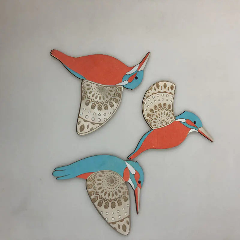 Artisanal Timber Bird Wall Decor Set