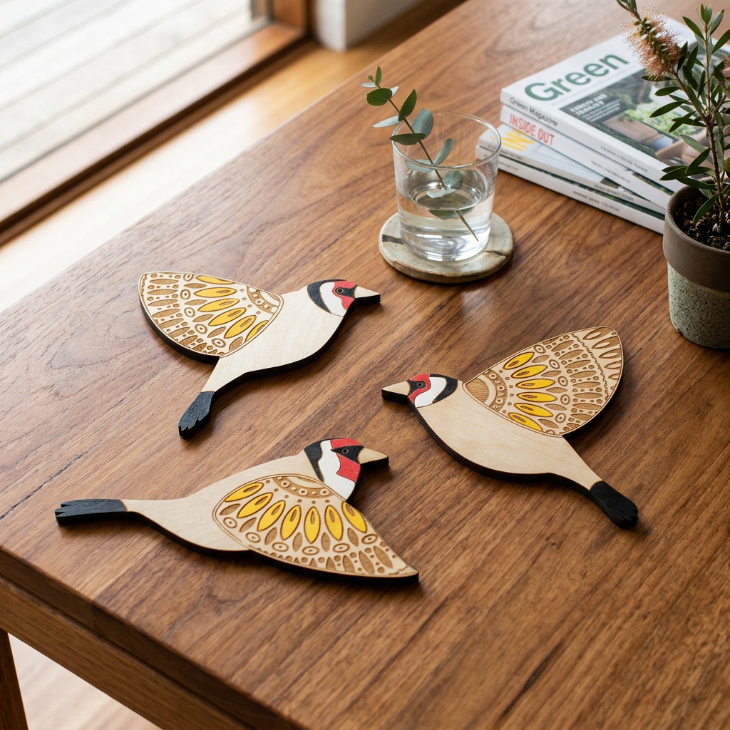 Artisanal Timber Bird Wall Decor Set