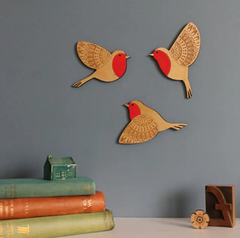 Artisanal Timber Bird Wall Decor Set