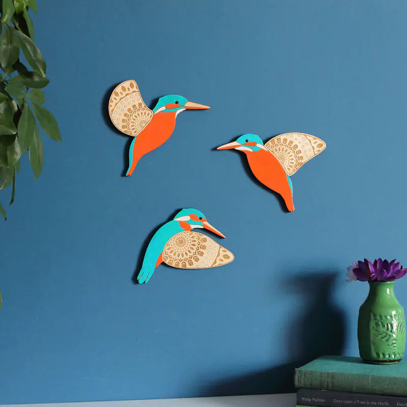 Artisanal Timber Bird Wall Decor Set