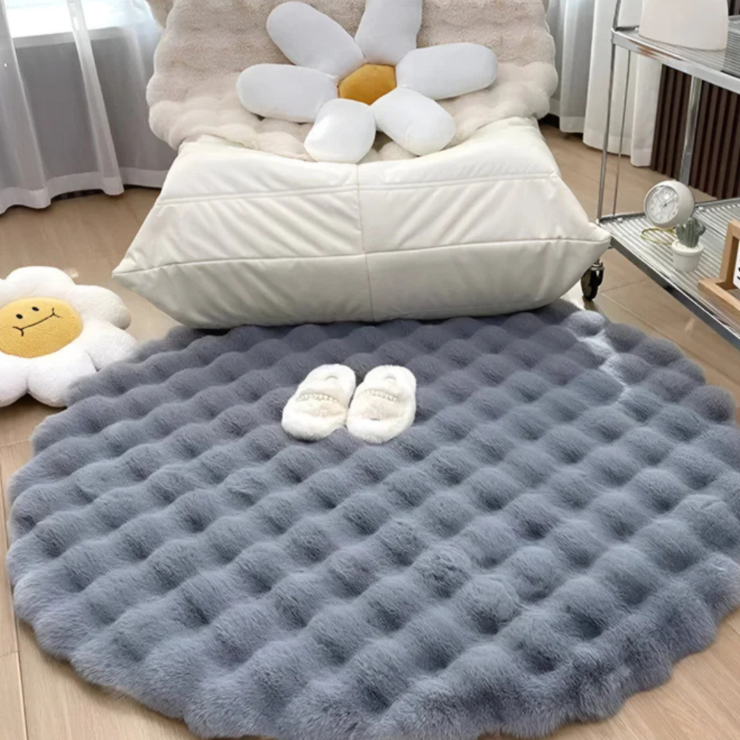 Cozy Textured Faux-Fur Round Rug