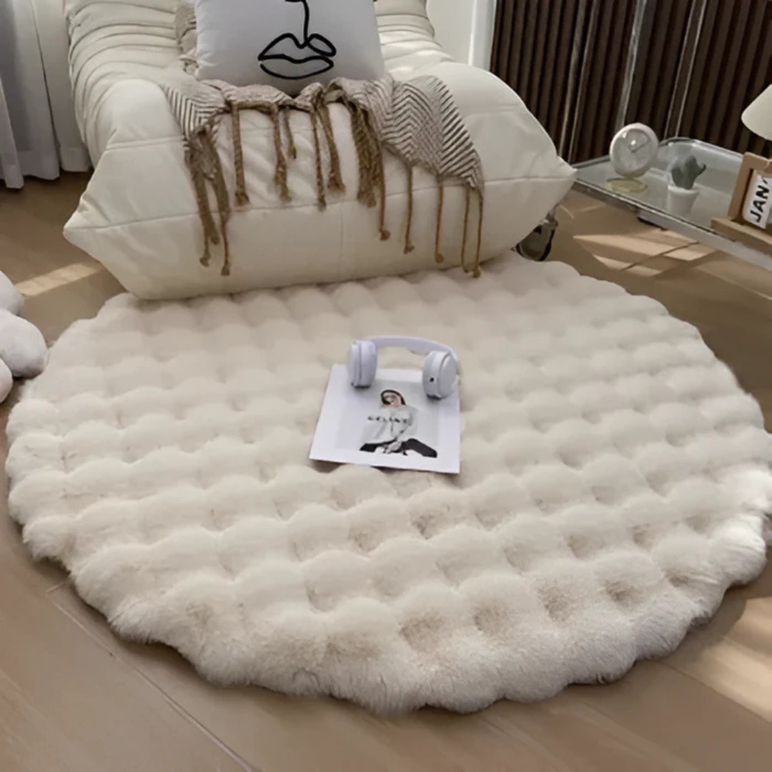 Cozy Textured Faux-Fur Round Rug