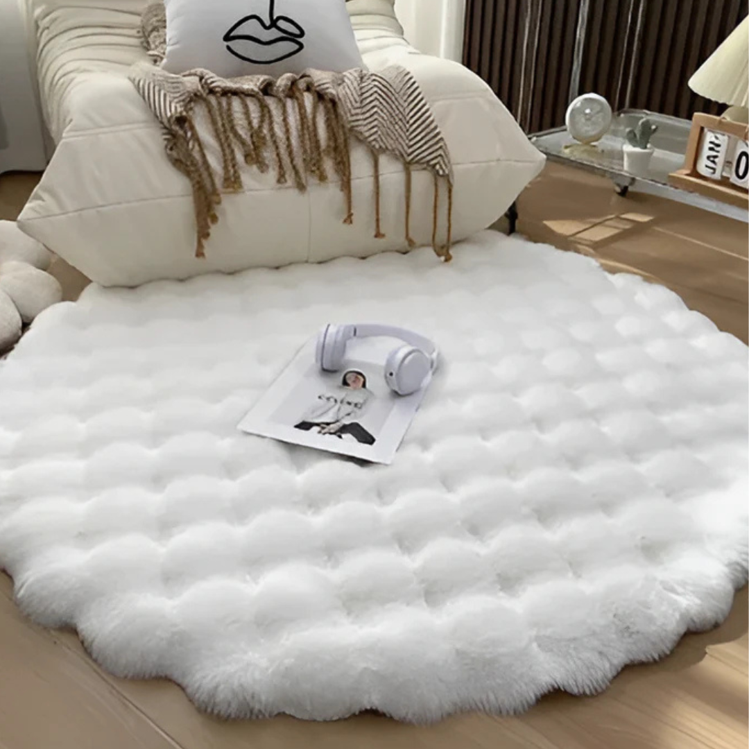 Cozy Textured Faux-Fur Round Rug