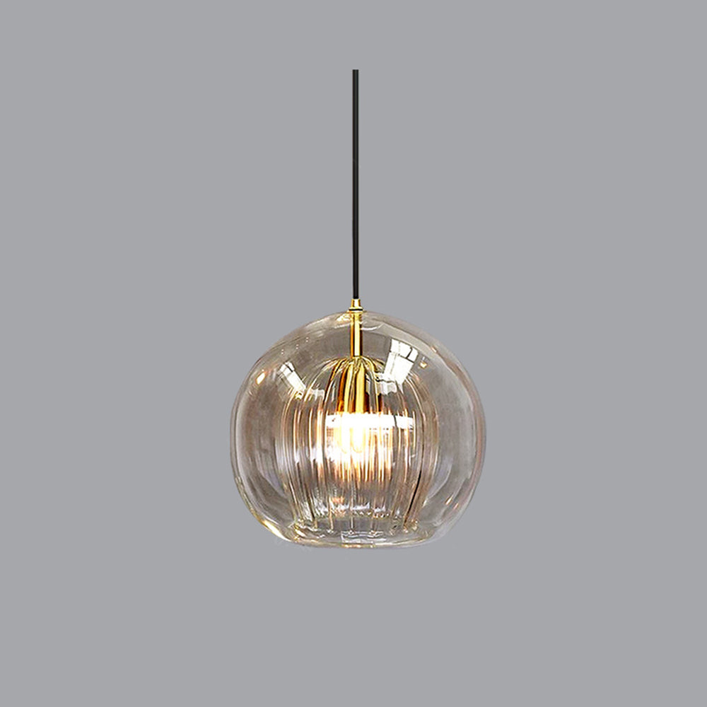 Suspension globe en verre transparent ou ambré