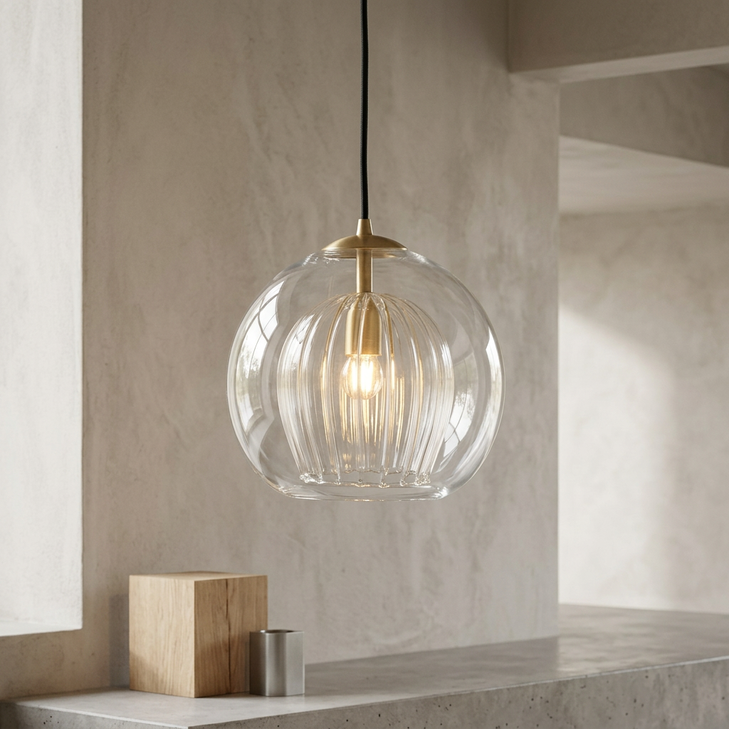 Suspension globe en verre transparent ou ambré