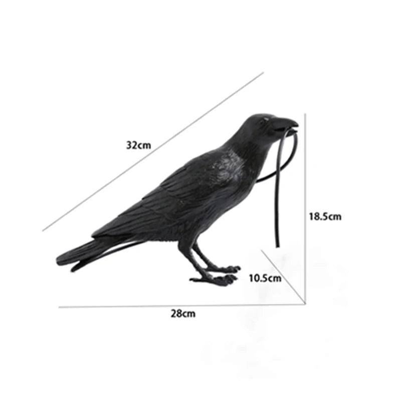 Lampe de table sculpture corbeau en résine