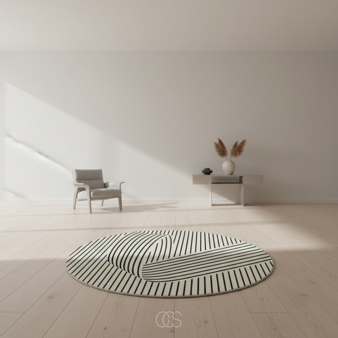 Tapis Circulaire Géométrique Style Scandi Haute Qualité