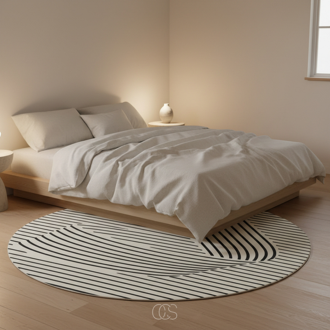 Tapis Circulaire Géométrique Style Scandi Haute Qualité