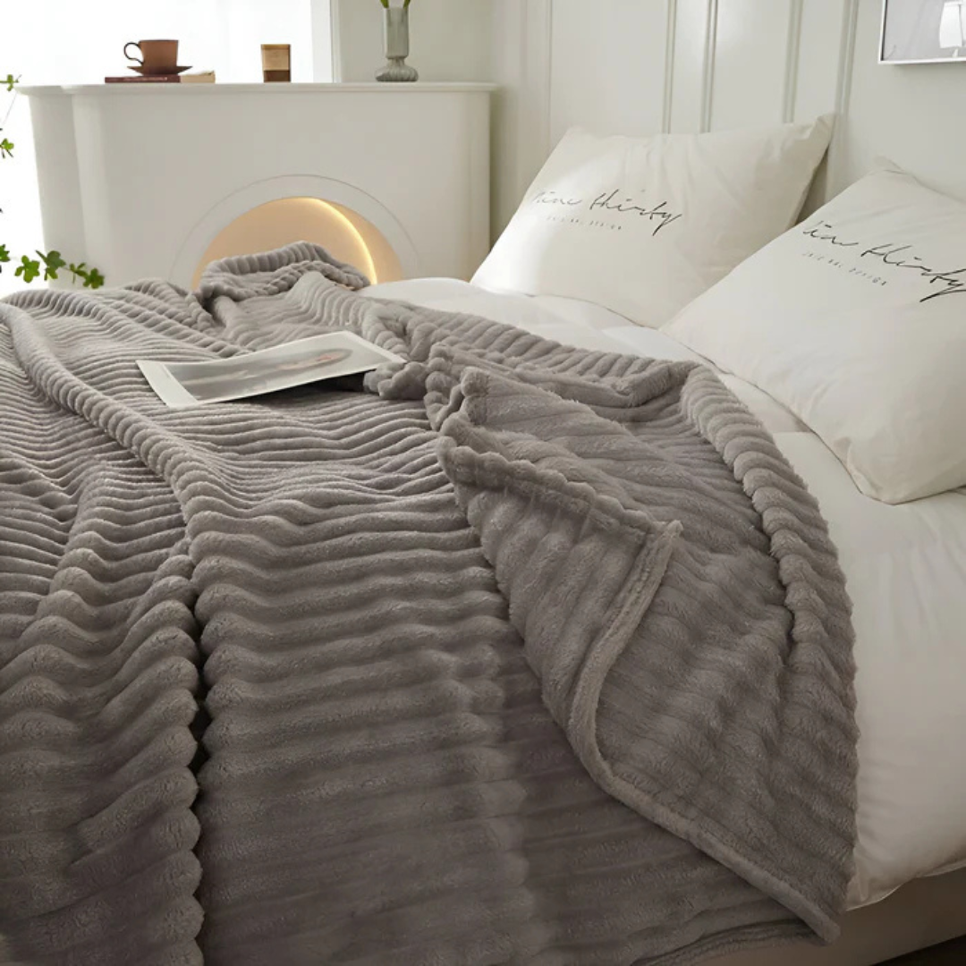 Luxury Striped Fleece Throw Blanket