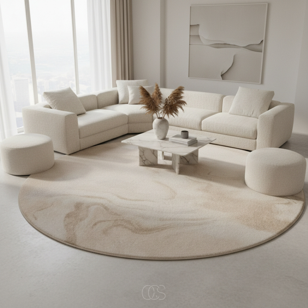 Classic Girona Round Marbled Rug