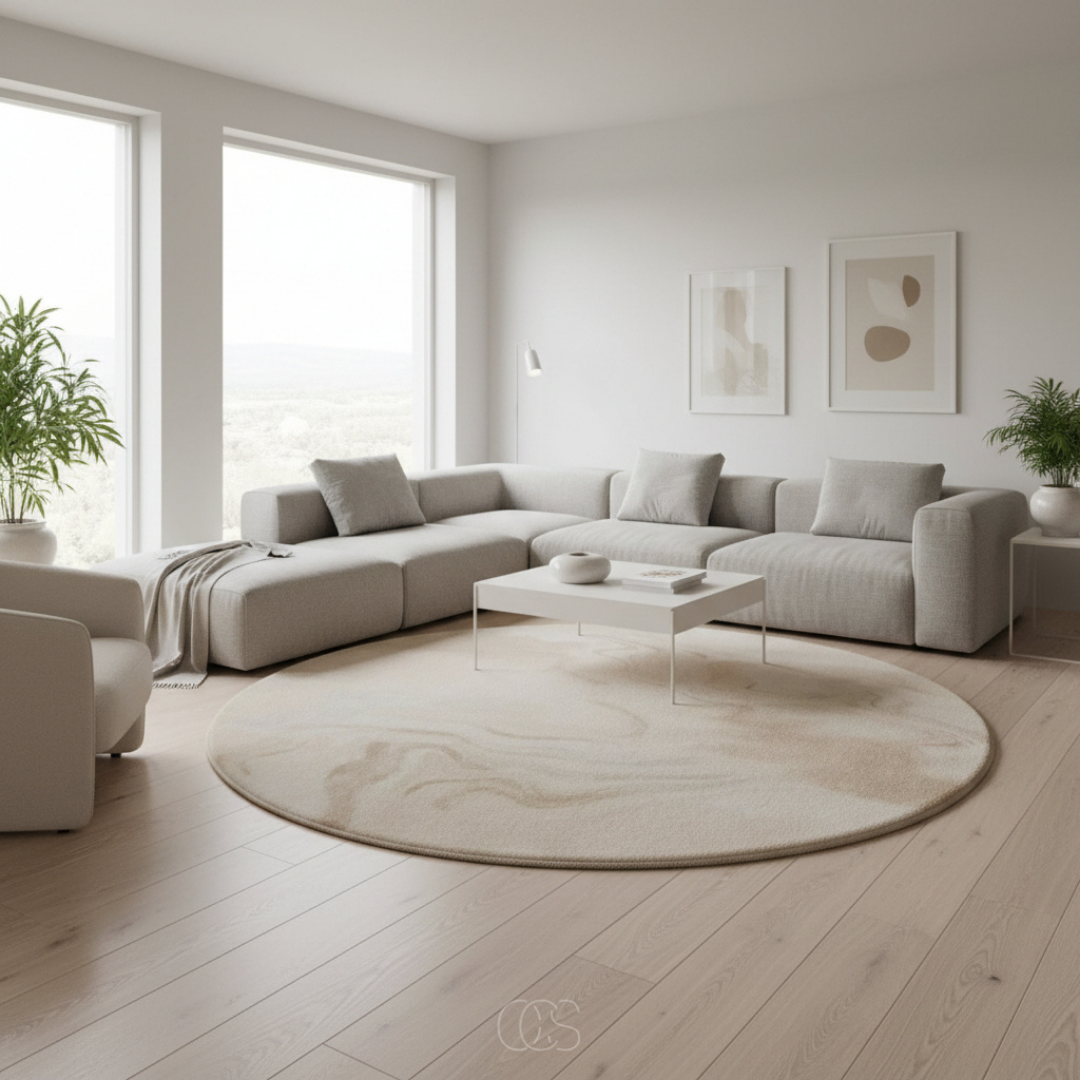 Classic Girona Round Marbled Rug