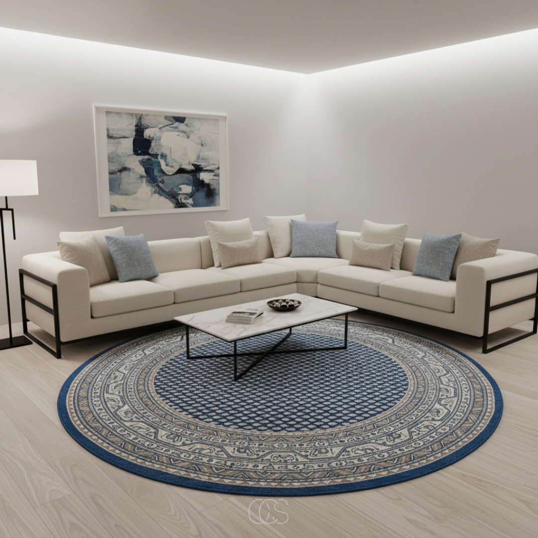 Modern Intricate Patterned Circle Rug - 160x160cm