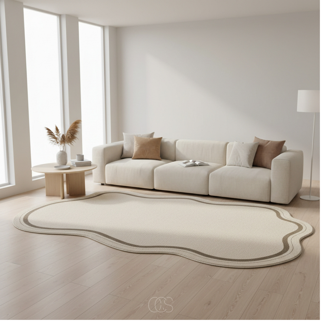 Organic Irregular Shape Wool Blend Monochrome Rug