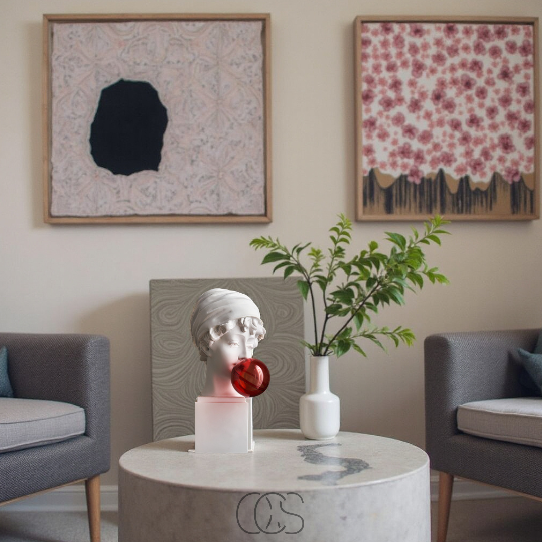 Buste David Pop Art avec Bubblegum Rose – Sculpture