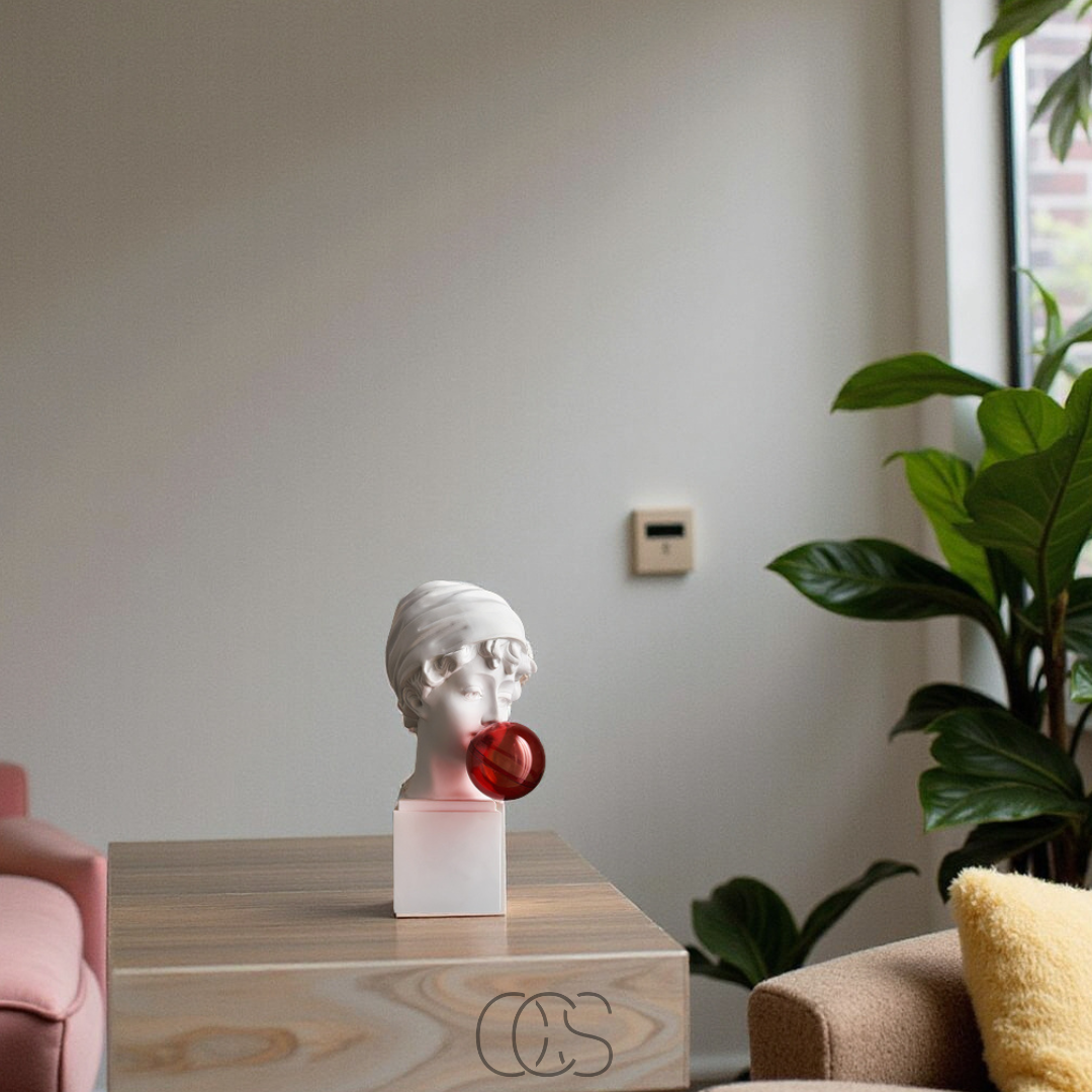 Buste David Pop Art avec Bubblegum Rose – Sculpture