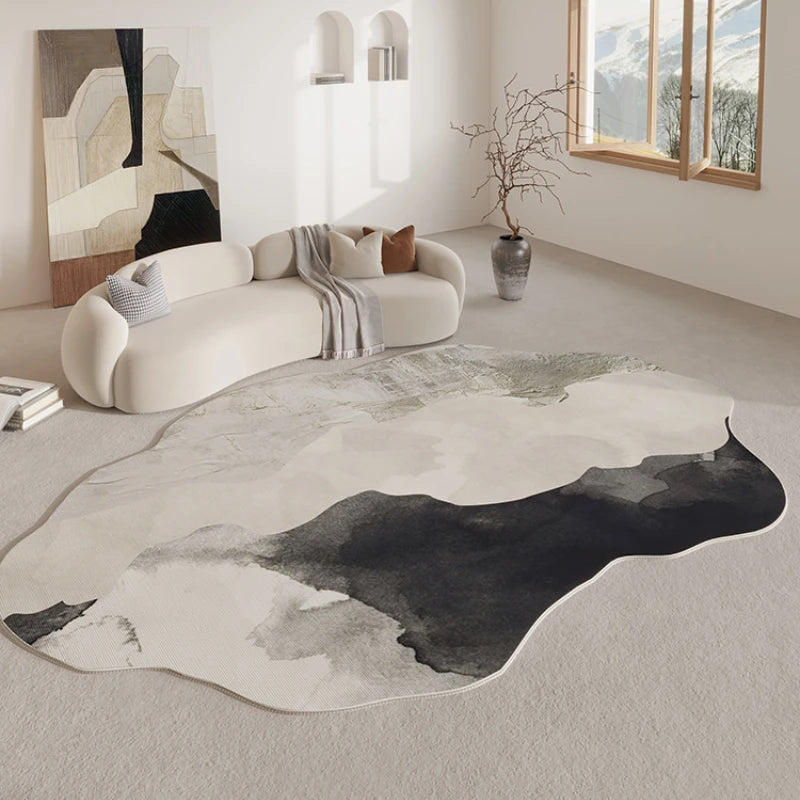Tapis Aquarelle Abstrait Rétro Forme Irrégulière