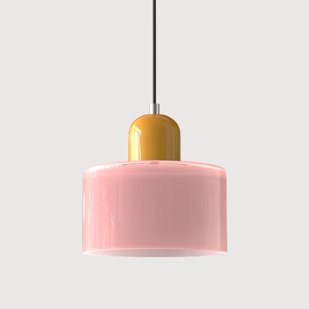 Suspension rétro en verre bicolore, style années 60