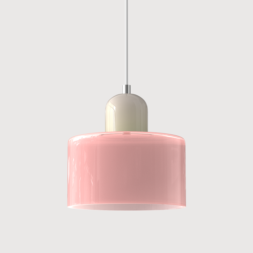 Suspension rétro en verre bicolore, style années 60